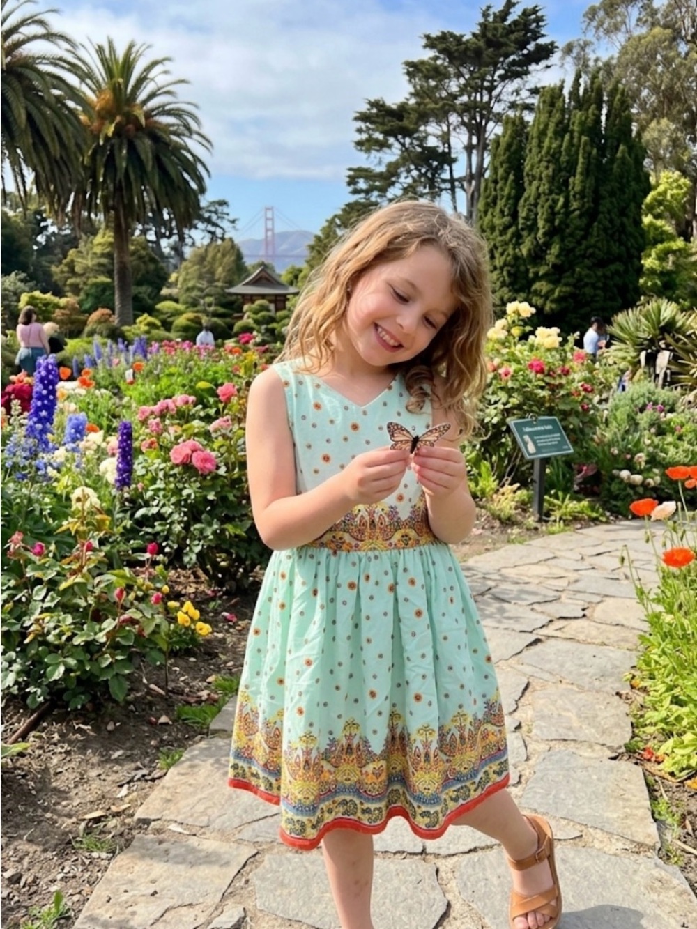 GB girls green floral dress size 6 GUC